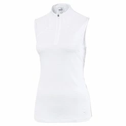 PUMA Golf Puma Daily Mockneck Womens Sleeveless Golf Polo -Bats Elegant store 11533 08WHITE 35a6e070 9652 447b 892f af421e6929a6