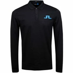 J.Lindeberg J. Lindeberg Big Bridge Long Sleeve Regular TX Brushed Jersey Mens Golf Shirt -Bats Elegant store 11856 9992BLACKMEL
