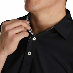 FootJoy Athletic Fit Lisle Solid Gingham Trim Self Collar Black Mens Golf Polo -Bats Elegant store 11986 2 cf904481 ae06 4d70 bf61 876abf3c0b9f