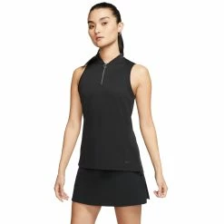 Nike Golf Nike Dri-FIT Zip Womens Sleeveless Golf Polo -Bats Elegant store 13301 010BLACK