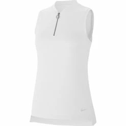Nike Golf Nike Dri-FIT Zip Womens Sleeveless Golf Polo -Bats Elegant store 13301 100WHITE