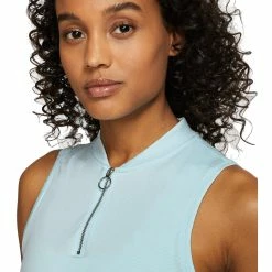 Nike Golf Nike Dri-FIT Zip Womens Sleeveless Golf Polo -Bats Elegant store 13301 449TOPAZMIST 1