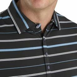 FootJoy Lisle Open Stripe Mens Golf Polo -Bats Elegant store 17787 BLKBLUGRYWHT 2