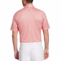 Callaway Swing Tech Printed Gingham Mens Golf Polo -Bats Elegant store 17875 SUNKISTCORAL 1