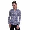 EP NY EP New York Glen Plaid Black Multi Mock Womens Golf 1/4 Zip