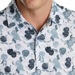 FootJoy Vintage Floral Print Lisle Mens Golf Polo -Bats Elegant store 21650 BLACK 2