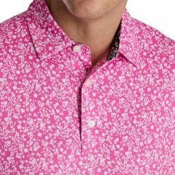 FootJoy Floral Vines Lisle Hot Pink Mens Golf Polo -Bats Elegant store 21654 HOTPNKWHTBLK 2