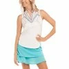 Lucky In Love Quick Sand White Womens Sleeveless Golf Polo