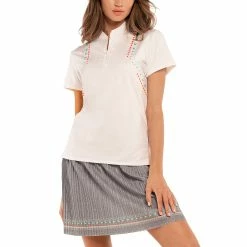 Lucky In Love Quick Sand White Womens Golf Polo