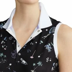 Polo Ralph Lauren RLX Ralph Lauren Printed Airflow Black Deco Womens Sleeveless Golf Polo -Bats Elegant store 24994 POLOBLACKDECO 3 2e0699d5 c639 409b 8dc4 300de078be39
