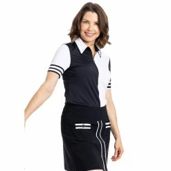 Kinona Striped It Black Womens Sleeveless Golf Polo
