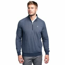 TravisMathew Zachary Mens Golf 1/2 Zip -Bats Elegant store ZACHARY HTHBLUENIGHTS